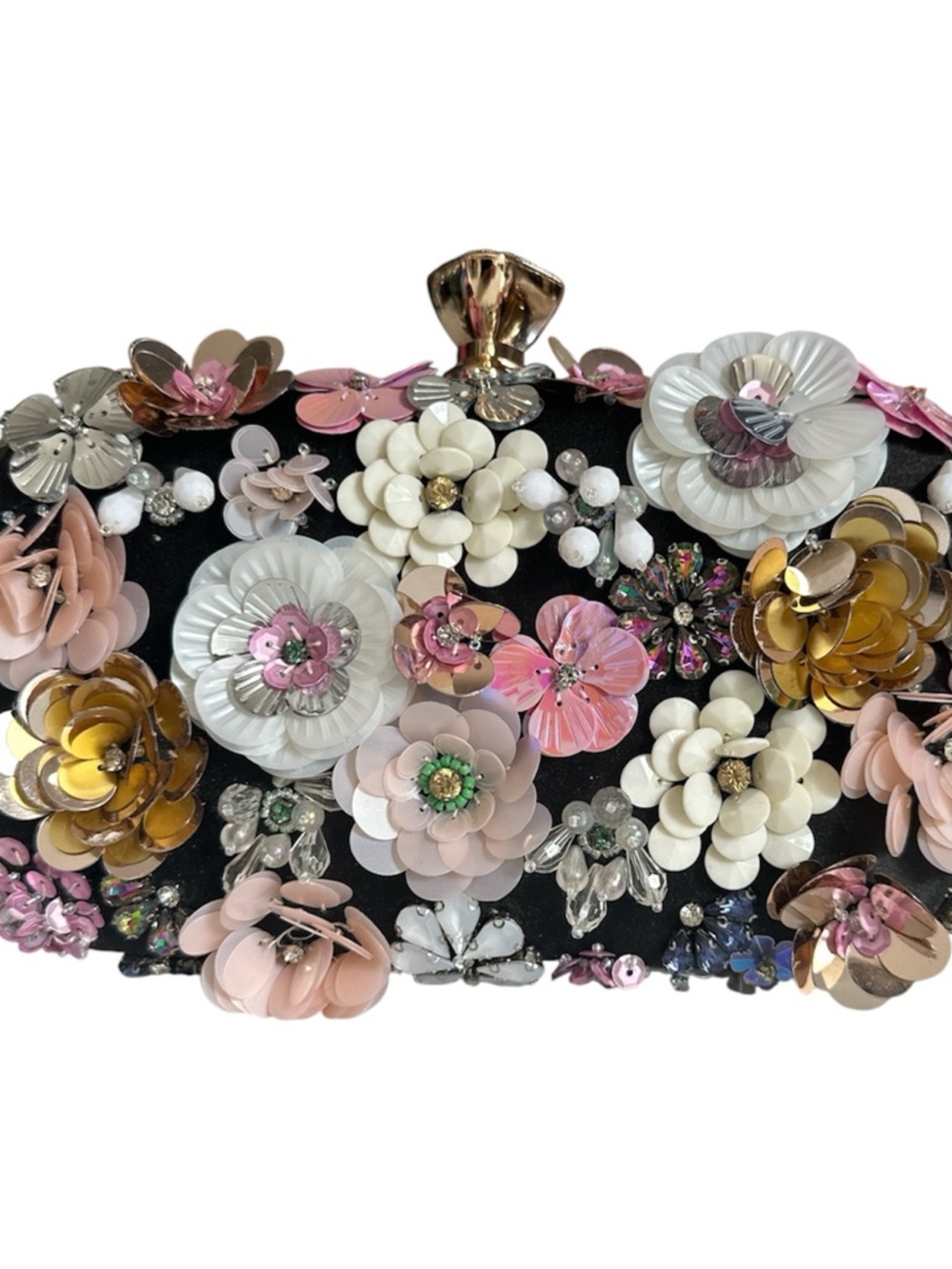 Vintage-Inspired Multi-Dimensional Floral Minaudière evening bag